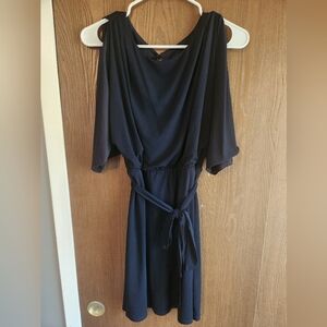 Jessica Simpson Blue Sheath Dress with Cowl Neck and Cut Out